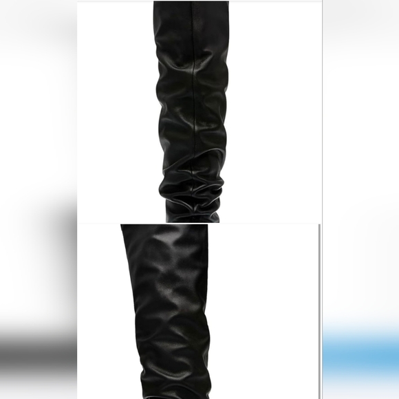NEW Steve Madden Landy Black Leather Over the Knee Western Boots - Picture 3 of 5